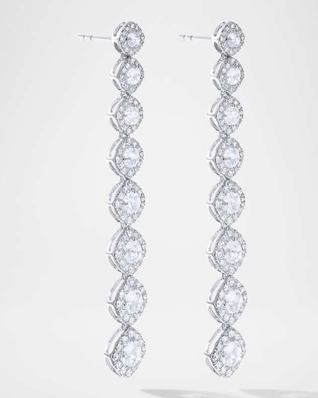 18K White Gold Linear Motif Diamond Drop Earrings